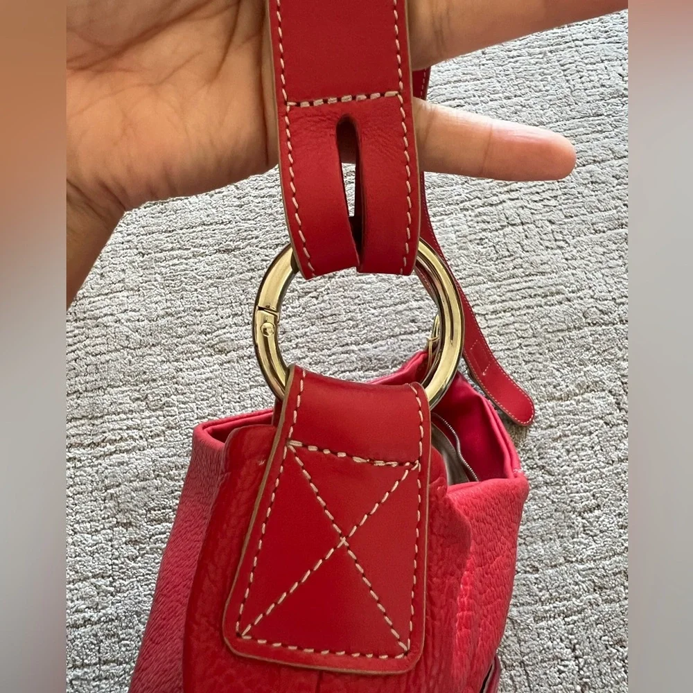 NWT Borlino Red 100% genuine cowhide Leather Hobo Bag-never used